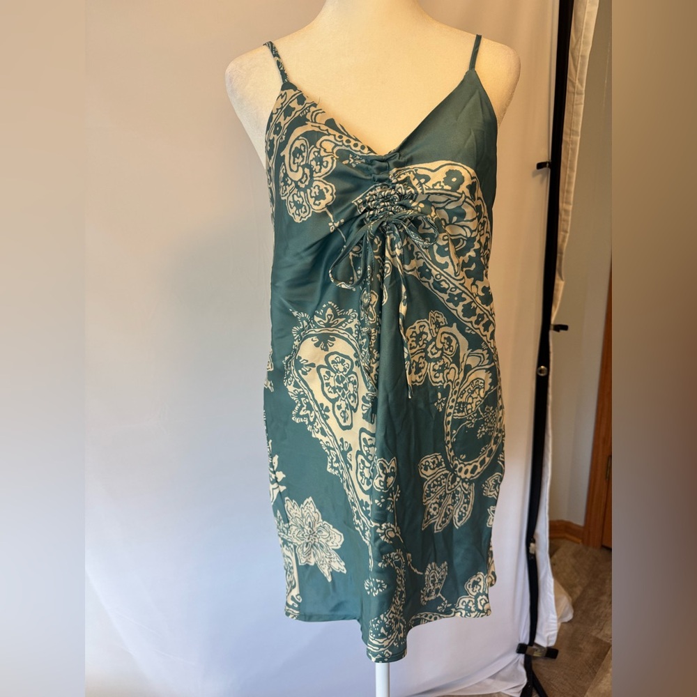 SHEIN size SMALL slip dress light blue and white pattern , like new